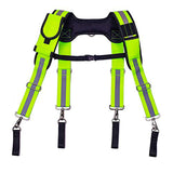 AISENIN Carpenter Tool Belt Suspenders, Heavy Duty Tool Belt Suspenders Reflective Safety Suspenders with Pencil Sleeve Phone Holder