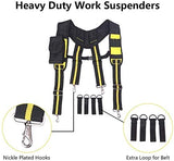 AISENIN Suspenders for Tool Belt , Tool Belt Suspenders for Carpenter Electrician with Movable Phone Holder/Pencil Holder (X style)