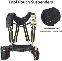 AISENIN Suspenders for Tool Belt , Tool Belt Suspenders for Carpenter Electrician with Movable Phone Holder/Pencil Holder (X style)