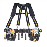 AISENIN Suspenders for Tool Belt , Tool Belt Suspenders for Carpenter Electrician with Movable Phone Holder/Pencil Holder (X style)