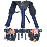 AISENIN 3 Point Tool Belt Suspenders for Men Tool Pouch Suspenders with Pockets, Blue