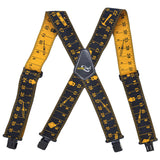 AISENIN Mens Tape Measure Suspenders , 2 Inch Wide Adjustable Work Suspenders for Tool Belts , Elastic Braces with Heavy Duty Strong Clips , Black